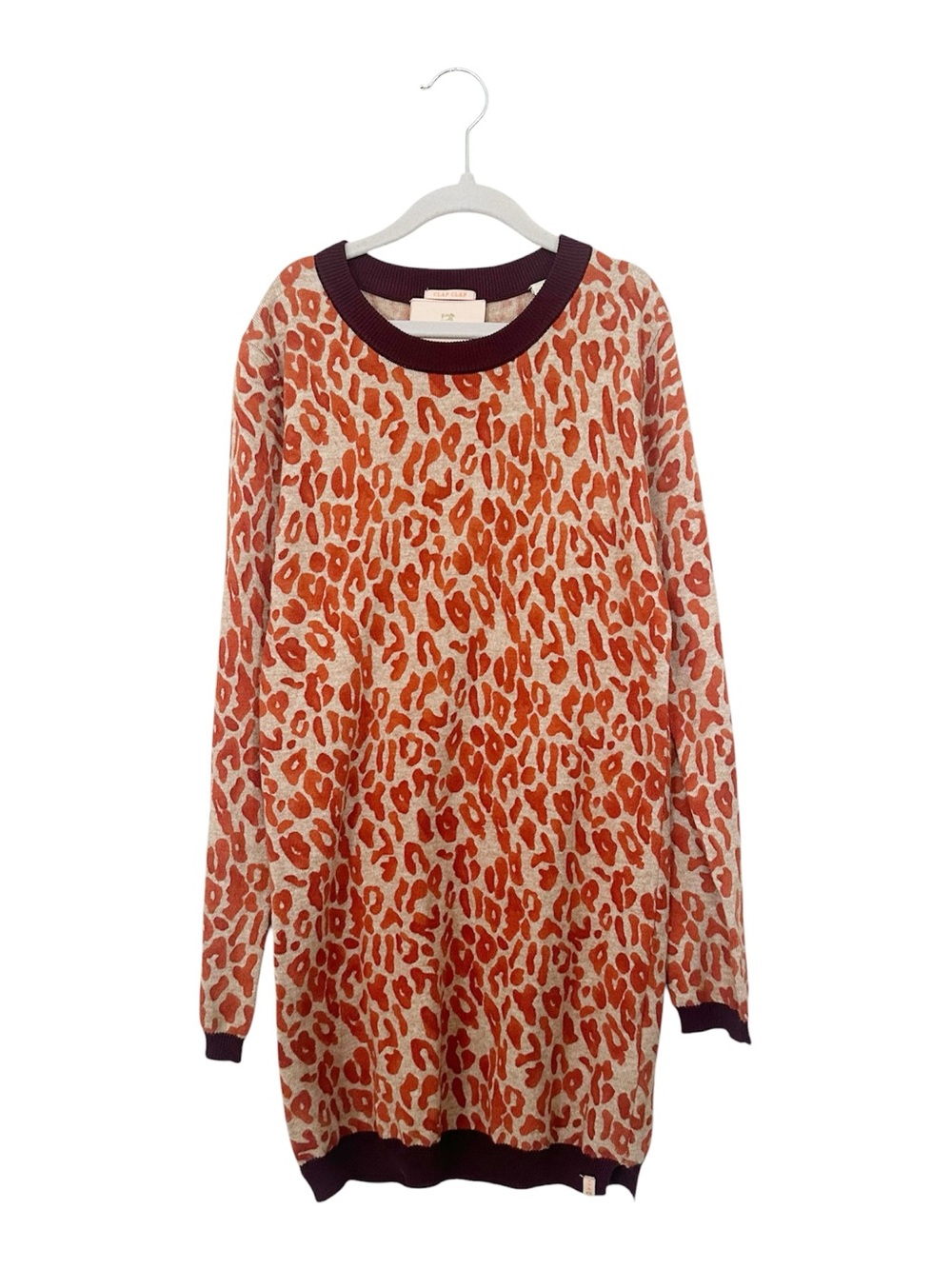 Scotch & Soda Girls Animal Print Knit Sweater Dress Brown/Orange/Gold Size 10